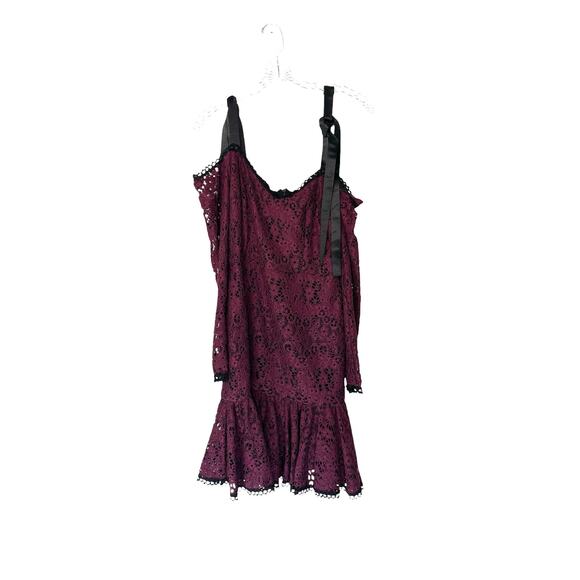Alexis Burgundy Whimsigoth Guipure Lace Sophia‎ Cocktail Mini Dress Size Small - Picture 2 of 14